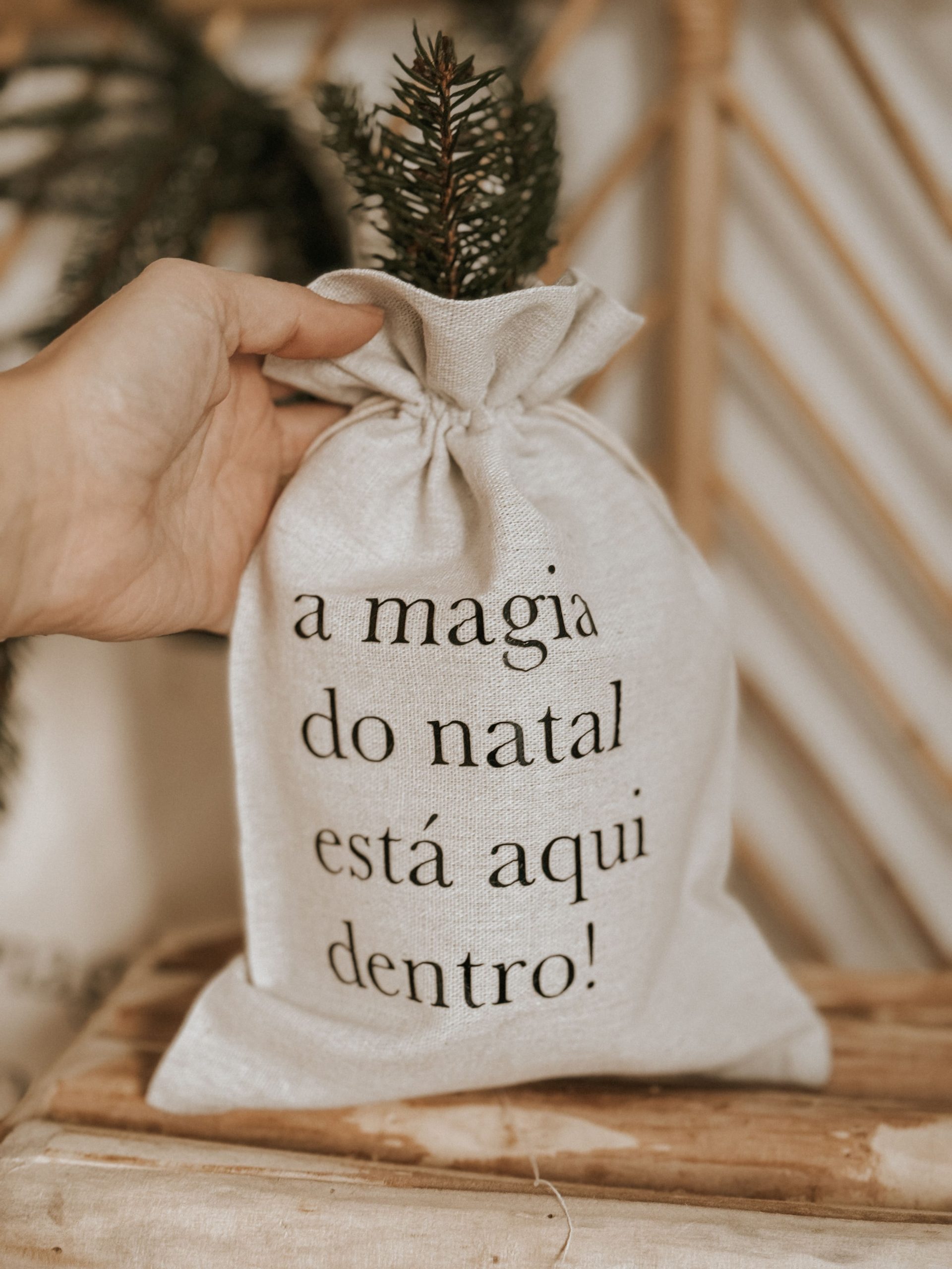 Saco de tecido com mensagem de Natal (+3,00€)